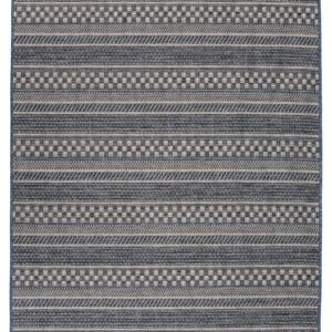 Rugshop Bohemian Stripes for Patio Rugs,Deck Rugs,Balcony Rugs Indoor/Outdoor Area Rug 7'10" x 10' Blue