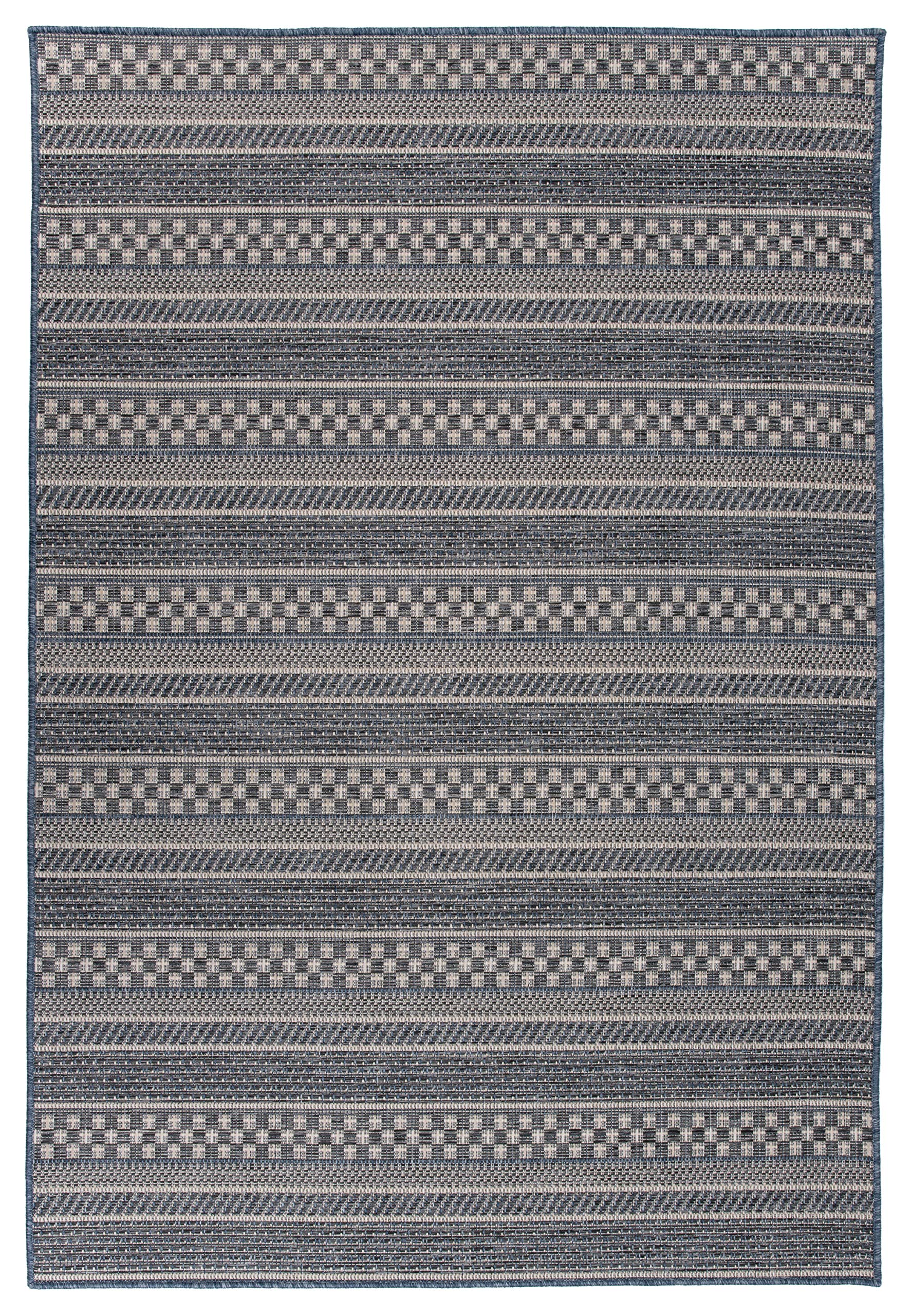 Rugshop Bohemian Stripes for Patio Rugs,Deck Rugs,Balcony Rugs Indoor/Outdoor Area Rug 7'10" x 10' Blue