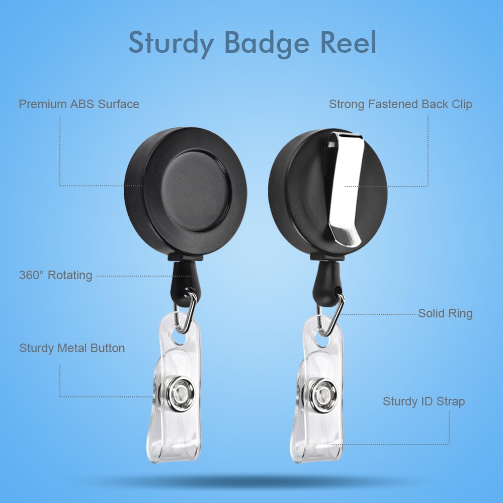 3-Pack Retractable Badge Holders with Lanyard - Waterproof ID Badge Reels for Staff & Nurses - Combine Freely