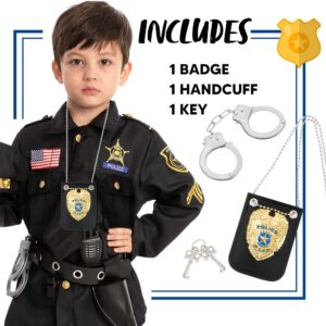 Spooktacular Creations Kids Police Pretend Play Toy Set, Officer Costume Accessories with Police Badge, Play Handcuff, Keys for Detective Dress Up, Role Play, Easter Stuffers, Birthday Party Favor