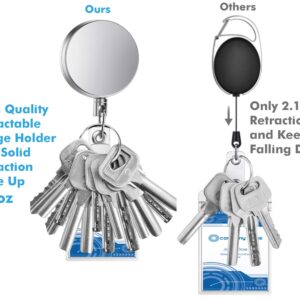 Selizo Retractable Badge Holder with Keychain Ring Clip Metal Badge Reel with Plastic ID Holder and Heavy Duty Name Card Holder for ID Card Key Card Carabiner Work Badge