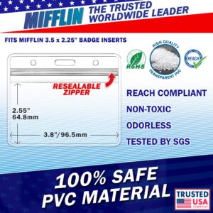 Mifflin-USA Horizontal ID Name Badge Holder (Clear, 3.5x2.25 Inches, 250 Pack), Waterproof and Resealable Plastic Card Holders