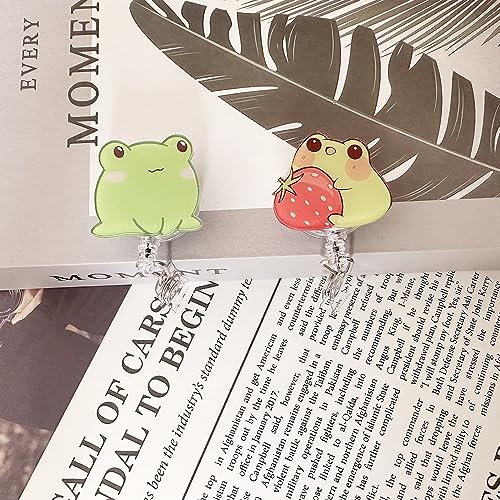 Cute Retractable Badge Holder Reel,Frog and Mushroom Badge Reel - Clip On Name Badge Tag with Belt Clip, ID Badge Reels Clip Card Holder for Office Workers,Doctors,Nurses,Medical Students and Students