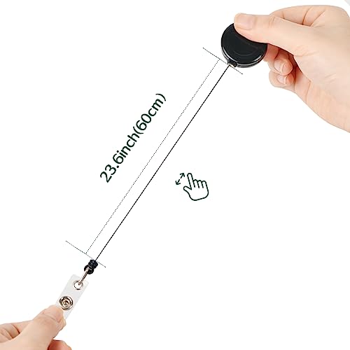 Simetufy 36 Pack Badge Reels Retractable Badge Holders Badge Clip for ID Holder, Name Card Holder with Belt Clip, Black