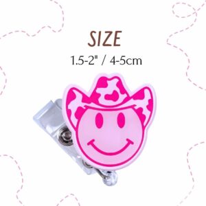 5 PC Cute Nurse Badge Reel Retractable Name Tag ID Clip Holder Retro Pink Cowboy Smiley Face Be Kind Heart Rainbow for Nurses Nursing Student RN Pediatric Teacher Funny Office Work Accessories