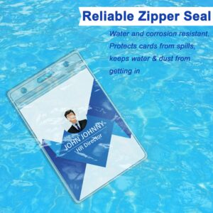 12 Pcs Extra Thick ID Card Badge Holder, Vertical Clear PVC Card Holder with Waterproof Resealable Zip Type (2.6×3.7 inches Inner Size)