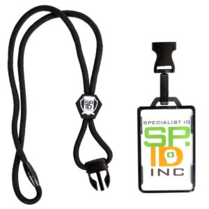 Specialist ID Detachable Lanyard and Identity Stronghold 2-Card RFID Blocking Badge Holder - 2 Sided/Blocks 13.56MHz Signal - Double Sided - Secure CAC PIV TWIC Card Holder (Black)