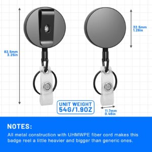 3 Pcs Heavy Duty Badge Reels Retractable Badge Holder, Selizo Metal Retractable Keychain Badge Reel ID Badge Holder Retractable with Belt Clip Key Ring for Key Name Card Holder