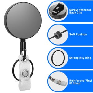 3 Pcs Heavy Duty Badge Reels Retractable Badge Holder, Selizo Metal Retractable Keychain Badge Reel ID Badge Holder Retractable with Belt Clip Key Ring for Key Name Card Holder