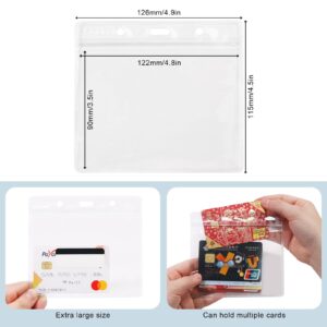 Clear Plastic Horizontal Badge Holder - Coideal 12 Pcs Thick Name Tag ID Card Protector Holders Large Transparent Sleeve Waterproof (4.8 x 3.5 Inch)