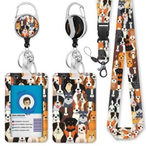 immaturus puppy dogs lanyards for id badges, cute id badge holder with breakaway lanyard, lanyards for women with badge reel retractable heavy duty, animal id card holder teacher doctor office gift