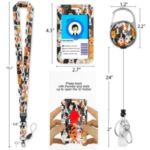 Immaturus Puppy Dogs Lanyards for Id Badges, Cute ID Badge Holder with Breakaway Lanyard, Lanyards for women with Badge Reel Retractable Heavy Duty, Animal ID Card Holder Teacher Doctor Office Gift