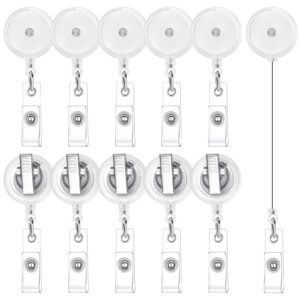 30 pieces badge reels retractable with swivel alligator clip, badge holder badge reel clips(translucent clear)