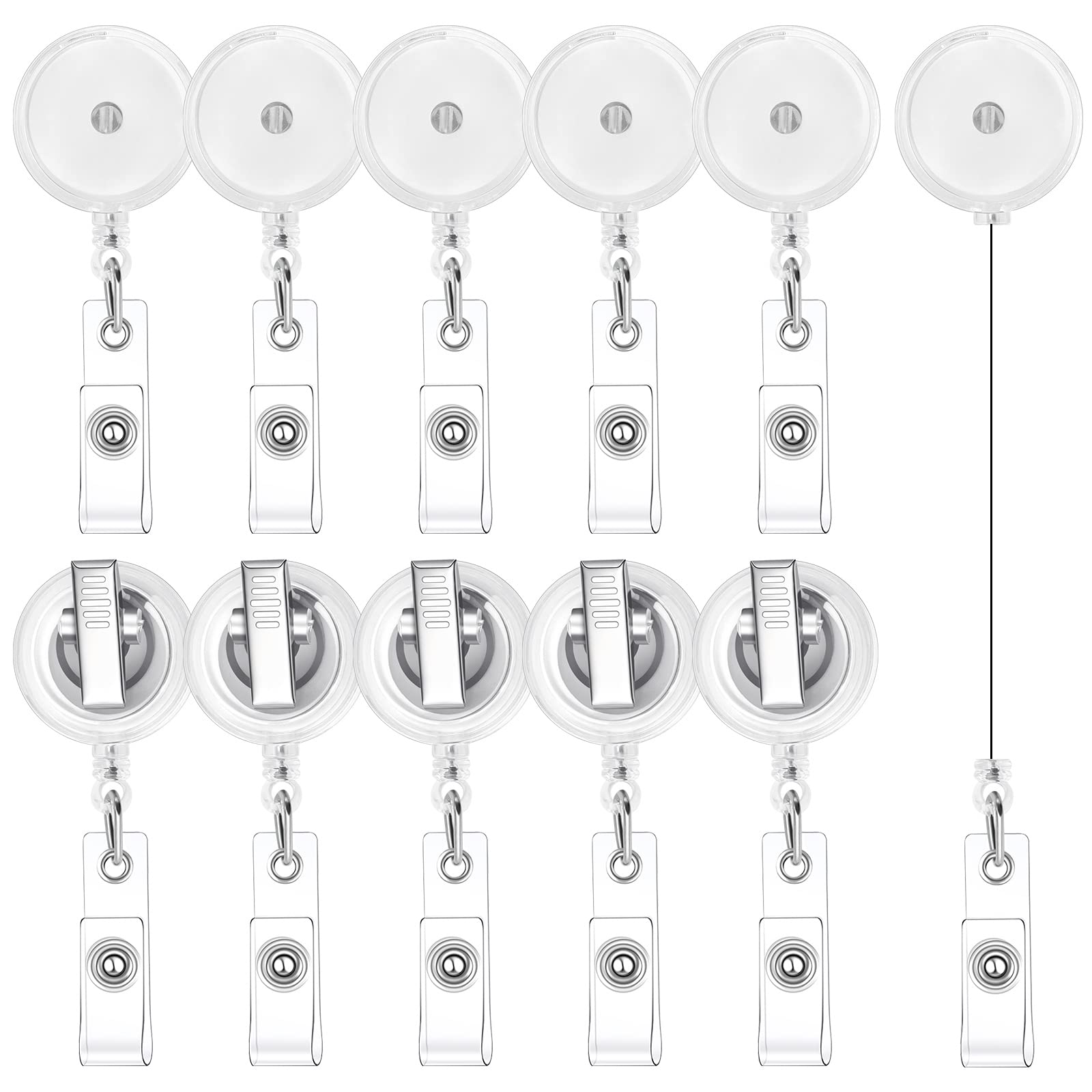 30 Pieces Badge Reels Retractable with Swivel Alligator Clip, Badge Holder Badge Reel Clips(Translucent Clear)