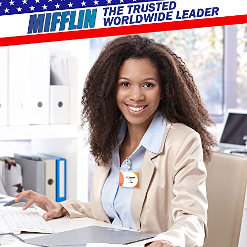 Mifflin-USA Card Protector (Clear, 4x3 Inches, 100 Pack), Waterproof and Resealable Horizontal Plastic ID Name Badge Holders