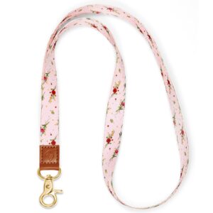 rose lake neck lanyard keychain for women and men, cute neck strap lanyard for keys, id badges holder, wallets (small flowers)