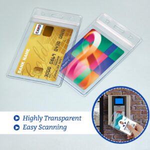 10 Pcs Clear Plastic Heavy Duty Vertical Name Badge ID Card Holders with Waterproof Resealable Zip, Plastic Name Tag Holder