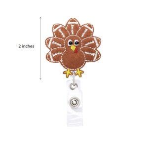 Thanksgiving Football Turkey Retractable Badge Reel, with Swivel Alligator Clip, Gifts for Nurse Appreciation Teacher Appreciation