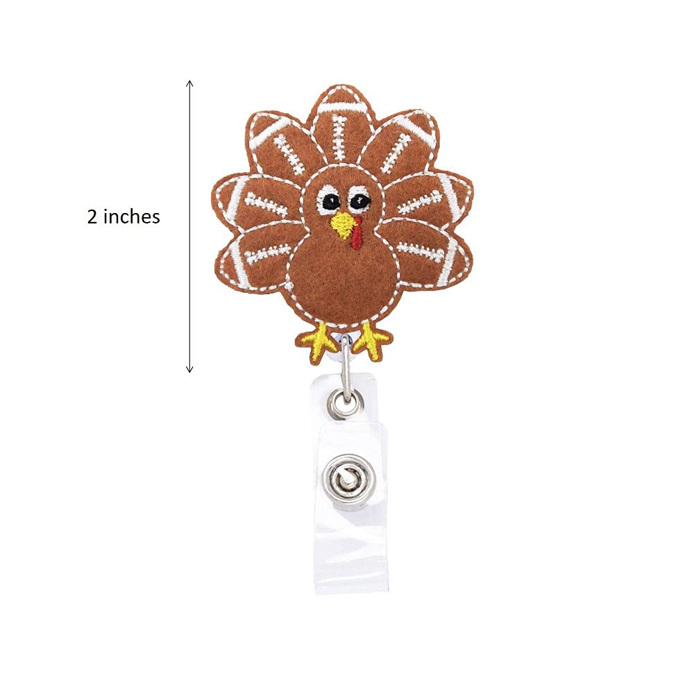 Thanksgiving Football Turkey Retractable Badge Reel, with Swivel Alligator Clip, Gifts for Nurse Appreciation Teacher Appreciation