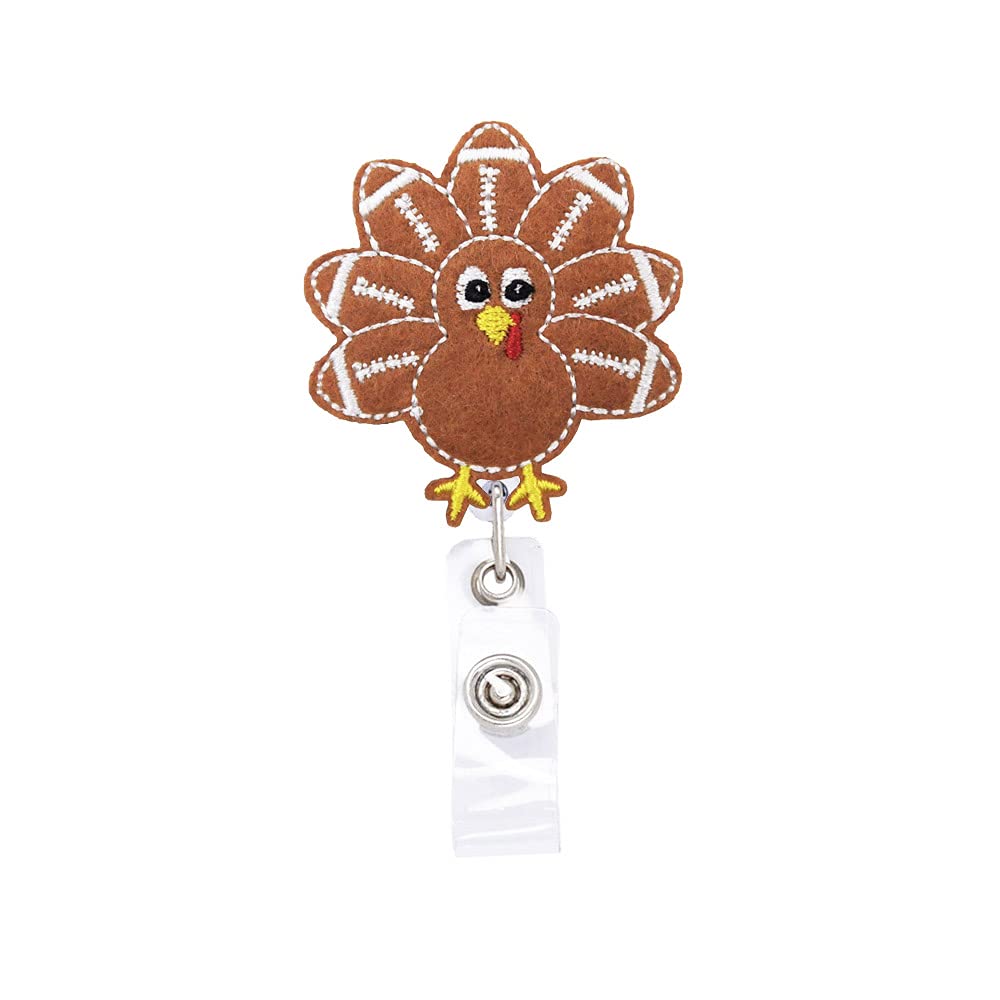 Thanksgiving Football Turkey Retractable Badge Reel, with Swivel Alligator Clip, Gifts for Nurse Appreciation Teacher Appreciation