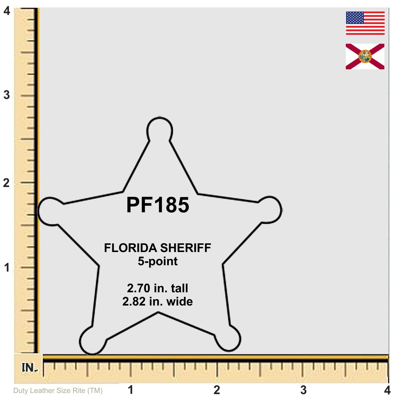 Perfect Fit Shield Wallets Florida Sheriff Five-Point Star Badge Holder (Black, Cutout PF185, 2.7 inches Tall)