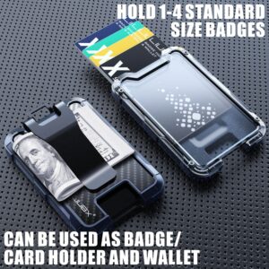 LIUGX Carbon Fiber Card Holder/Badge Holder/Portable Wallet with Metal Clip -Rugged ID Credit Card Holder (Holds 1 to 4 Cards) for Office Police Worker Outdoor
