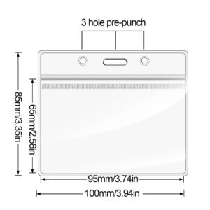50 Packs Horizontal ID Badge Holder, Clear ID Card Holders for Badges and Name Badge Holders, Waterproof Plastic ID Badge Holder Horizontal for Teacher, Student, Nurse, Worker, Employee, Volunteer