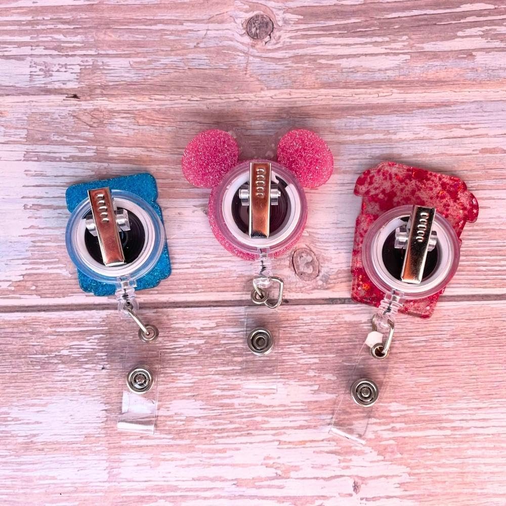 3 PC Nurse Badge Reel Cute Funny Pink Name Tag ID Clip Retractable Holder for Nurses Medical Assistant Accessories Pharmacy Nursing Student RN CNA ER Hospital Work Bulk Gifts Essentials Supplies