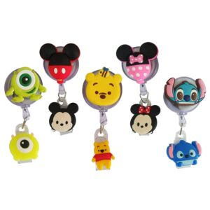 5pcs retractable badge holders - badge reel holder for nurses and children - cartoon cute retractable badge reel - clip-on name badge holder for office