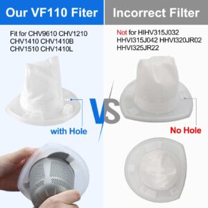 6 Pack Replacement Filter Compatible with Black & Decker Hand Vacuum Cordless Vacuum VF110 CHV1410L, CHV1410, CHV9610, CHV1210, CHV1410B, CHV1510, BDH2000L