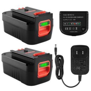 AYTXTG 2Pack 6.5Ah Lithium Battery Replacement for Black and Decker 18V Battery Firestorm 18v Battery HPB18 244760-00 FS18FL FSB18 Firestorm 18v Battery with 18v Portable Charger 90556254-01