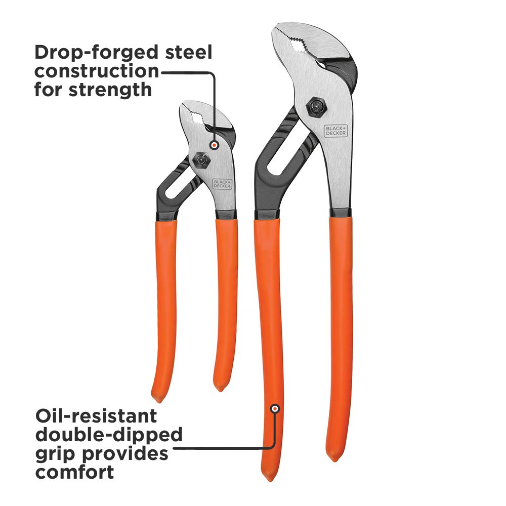 BLACK+DECKER Slip Joint Pliers, 2 Pack (BDHT84001)