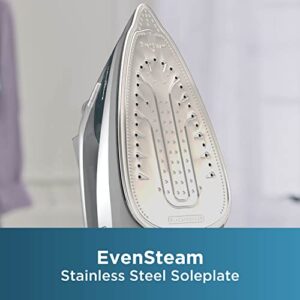 BLACK+DECKER® One Step Steam Iron with EvenSteam Stainless Steel Soleplates and SmartSteam Control, Grey