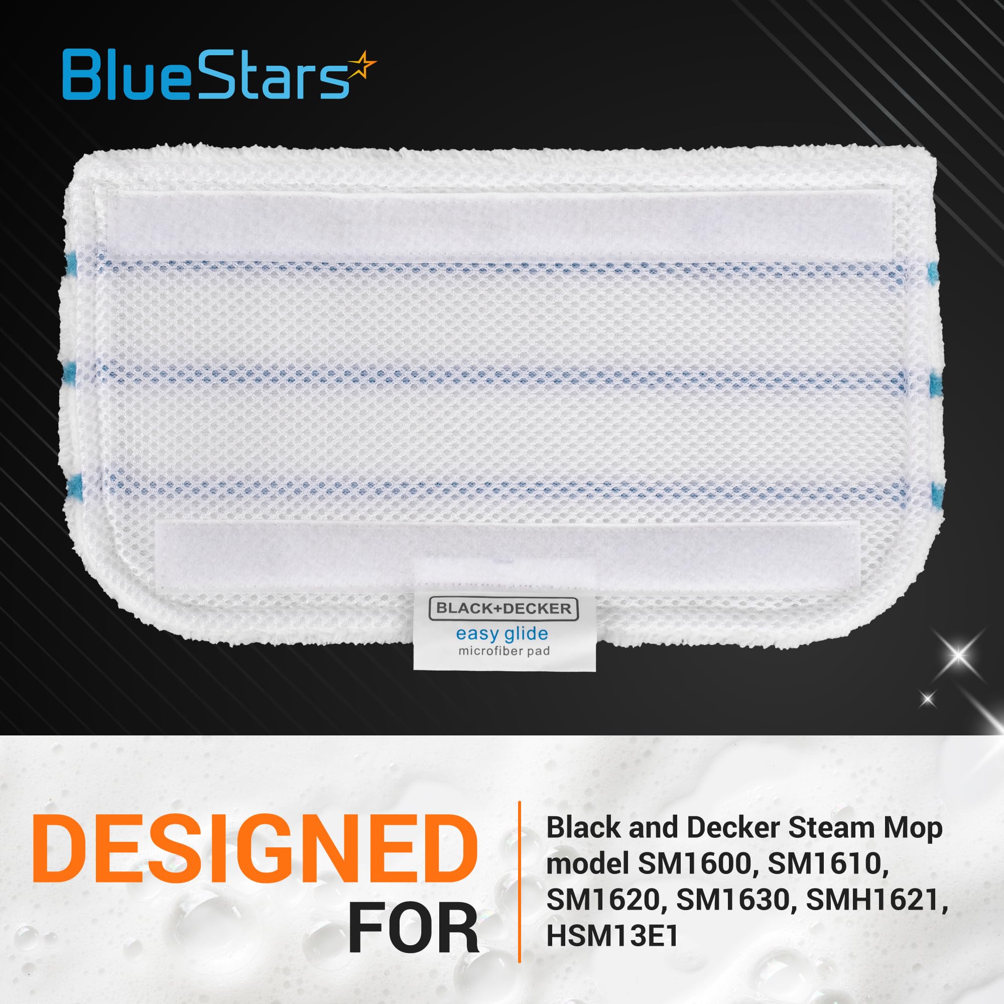 BlueStars Steam Mop Pads Replacement Compatible with Black and Decker Steam Mop SM1600, SM1610, SM1620, HSMC1321, HSMC1321APB, HSMC1361SGP, BDH1855SM, BDH1760SM, SMP20 Pack of 5