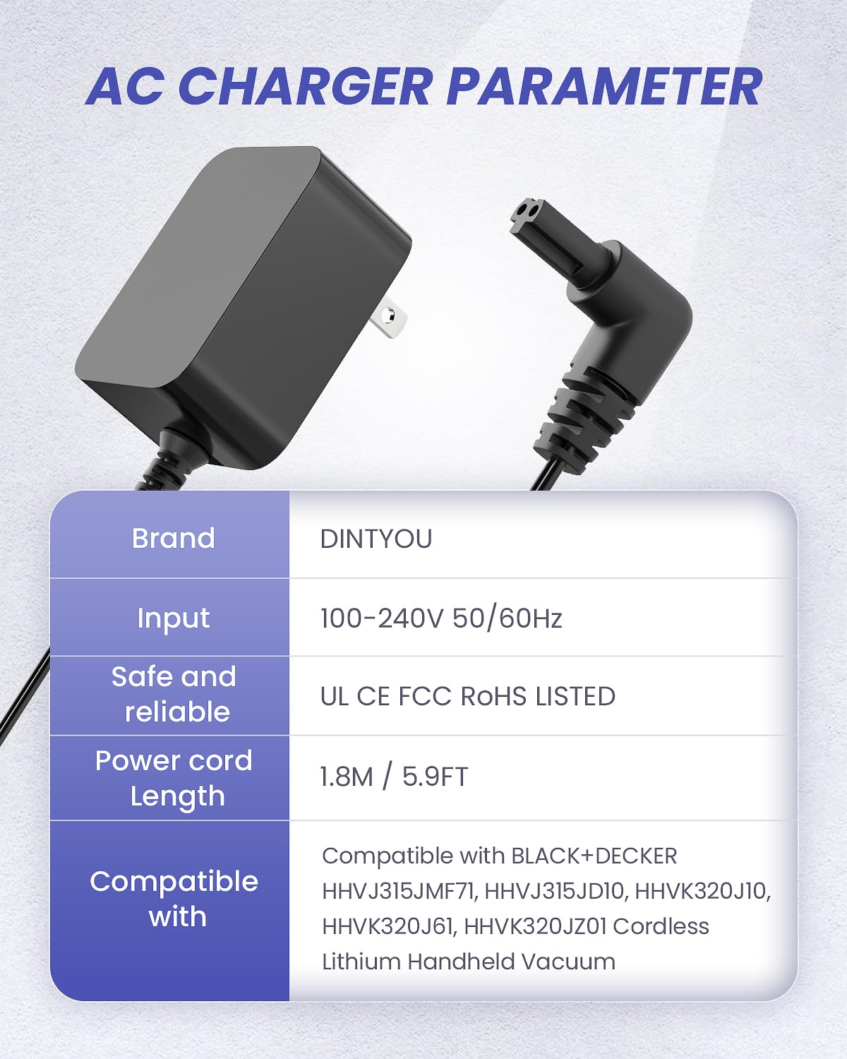 14V Charger for Black and Decker Dustbuster Smartech Handheld Vacuum 90602522-01 N561340, Black Decker Replacement Charger HHVJ315JD10 HHVJ315JMF71 HHVK320J10 HHVK320J61 Power Supply Cord