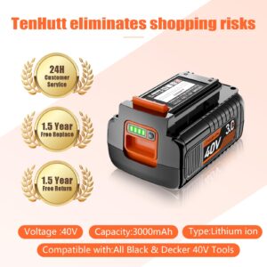 TenHutt 【Upgrade】 3.0Ah Replace Battery for Black&Decker 40V Lithium Battery for Black and Decker 40V Power+ Tools LBX2040 LBXR36 LBXR2036 LST540 LCS1240 LBX1540 LST136W Black+Decker Lithium Battery