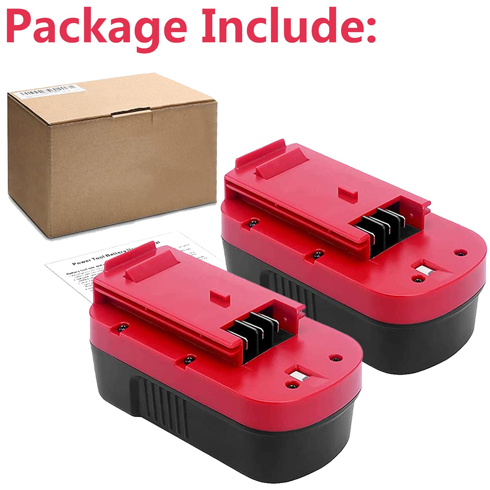 2-Pack [Upgraded to 3600mAh] HPB18 Replacement for Black and Decker 18V Battery Compatible with Black and Decker 18 Volt Battery Ni-Mh 244760-00 A1718 FS18FL FSB18 Firestorm Cordless Tools (Red)