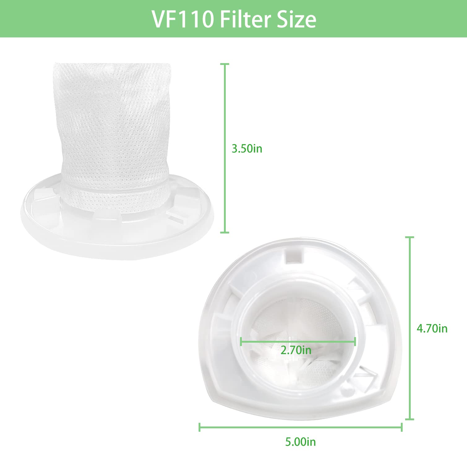 VF110 Filter, 6 Pack Replacement Vacuum Filters for Black & Decker VF110 Cordless Vacuum CHV1210, CHV1410, CHV1410B, CHV1410L, CHV1410L32, CHV1510, CHV9610, BDH2000L, 90558113-01