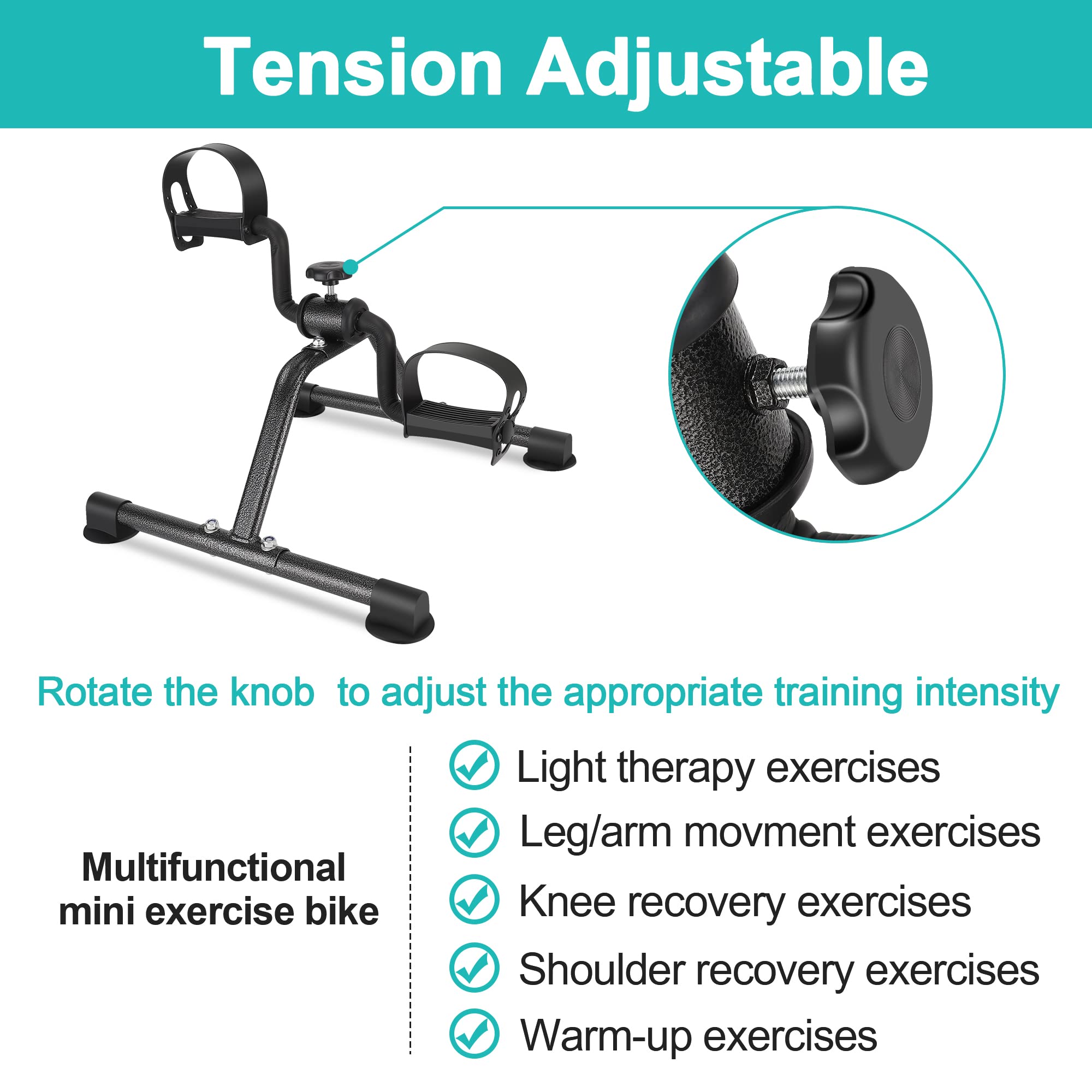 Pedal Exerciser Mini Exercise Bike Foot Peddler for Leg and Arm Rehab Workout