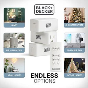 BLACK+DECKER Wireless Remote-Control Outlet, Pack of 3 Outlets, 1 Remote - Premium Light Switches