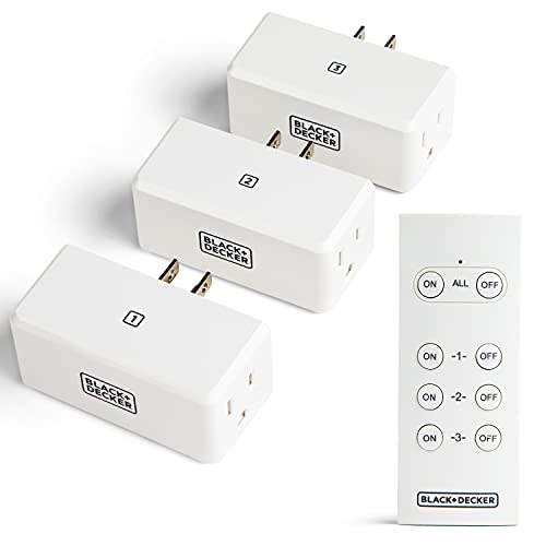 BLACK+DECKER Wireless Remote-Control Outlet, Pack of 3 Outlets, 1 Remote - Premium Light Switches