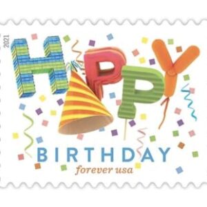 USPS 2021 Happy Birthday Forever First Class Postage Stamps,Celebration, Invitations, Weddings, Birthdays, Anniversary, Holiday, Engagement, New Job, Retirement, Parties (1 Sheet, 20 Stamps)