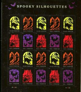 usps spooky silhouettes halloween forever stamps - sheet of 20 stamps