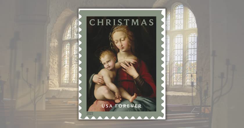 Virgin and Child Christmas Forever Postage Stamps