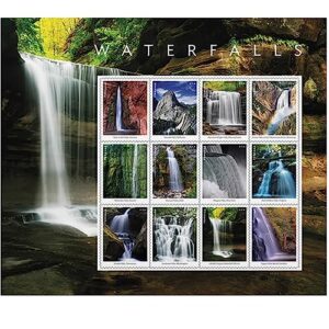 waterfalls (sheet of 12) postage forever stamps us postal first class nature rock river park party announcement celebration anniversary wedding 2023 scott #5801