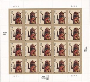 usps american toleware - sheet of twenty five cent stamps scott 3756