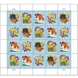 coral reefs postcard rate sheet of 20 stamps