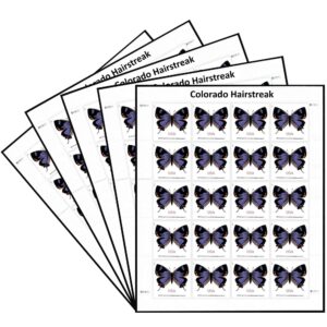 colorado hairstreak forever postage stamps 5 sheets of 20 us postal first class butterfly wedding celebration anniversary flowers party (100 stamps)