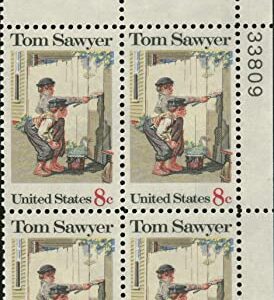 US 1972 Postal Stamps, Tom Sawyer, S# 1470, PB of 4 8 Cent Stamps