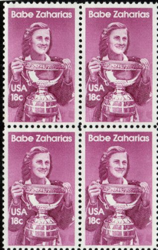 BABE ZAHARIAS ~ GOLF ~ OLYMPICS ~ WOMEN ATHLETE #1932 Block of 4 x 18¢ US Postage Stamps